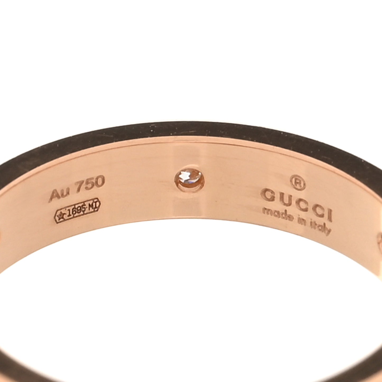 18K Rose Gold Diamond Icon Band Ring 56 7.5