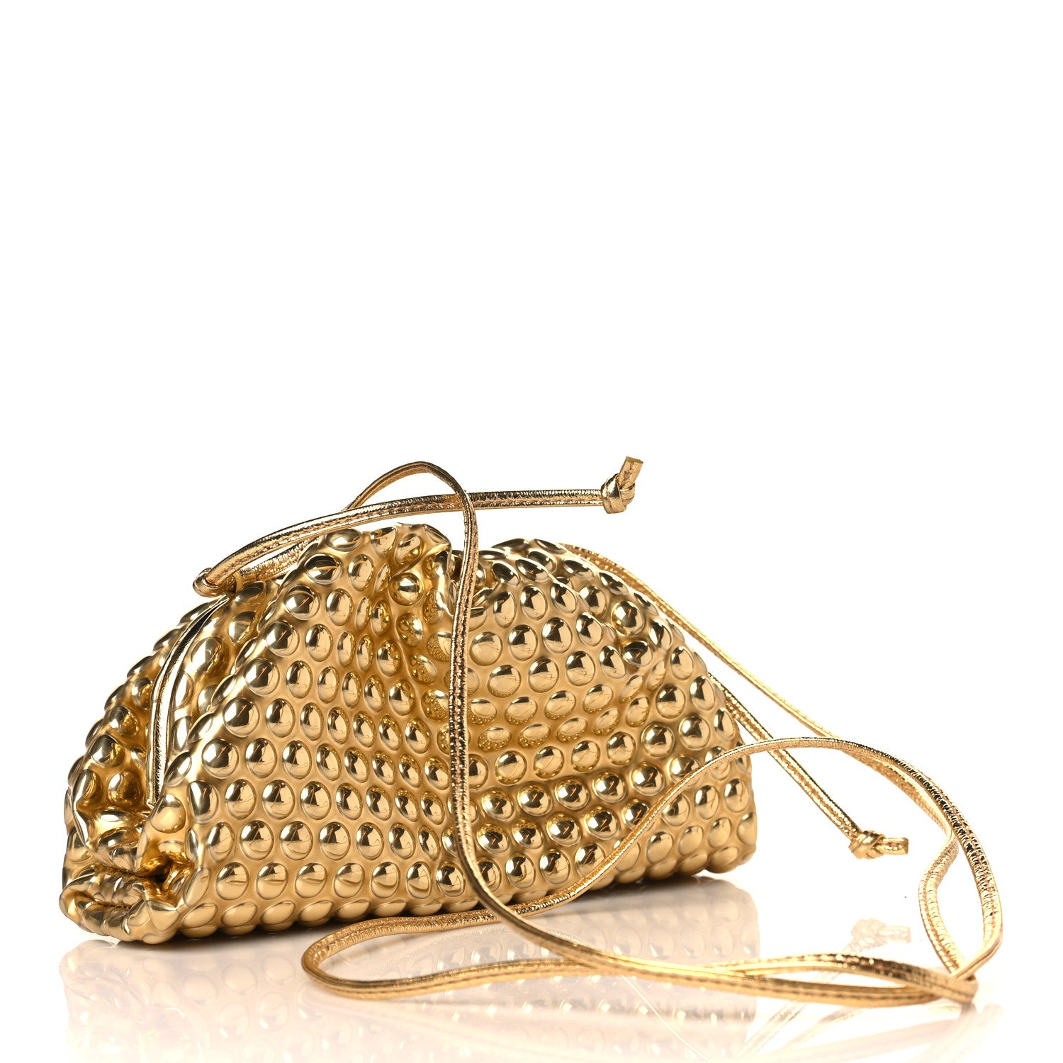 Bottega Veneta Metallic Fabric Bubble Wrap The Mini Pouch Gold 3 of 9
