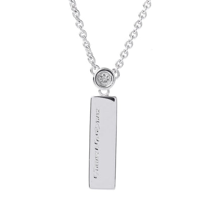 Tiffany 18K White Gold Diamond Bar Pendant Necklace 5 of 7
