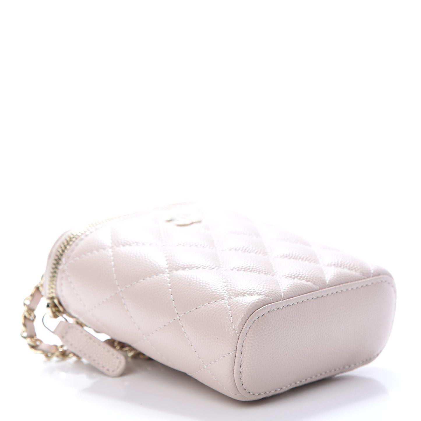 Caviar Quilted Small Vertical Coco Beauty Vanity Case With Chain Light Pink