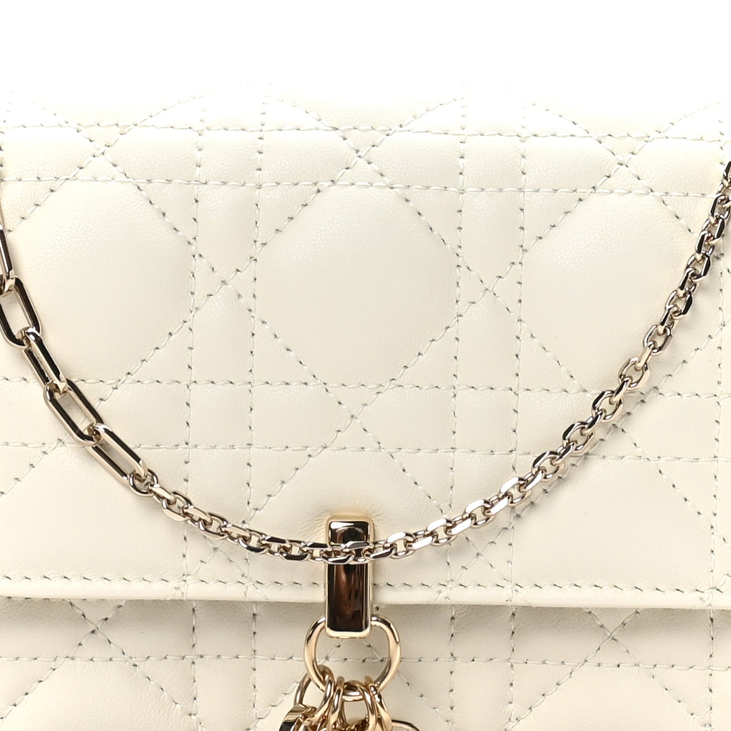 Lambskin Cannage Chain My Dior Daily Chain Pouch Latte
