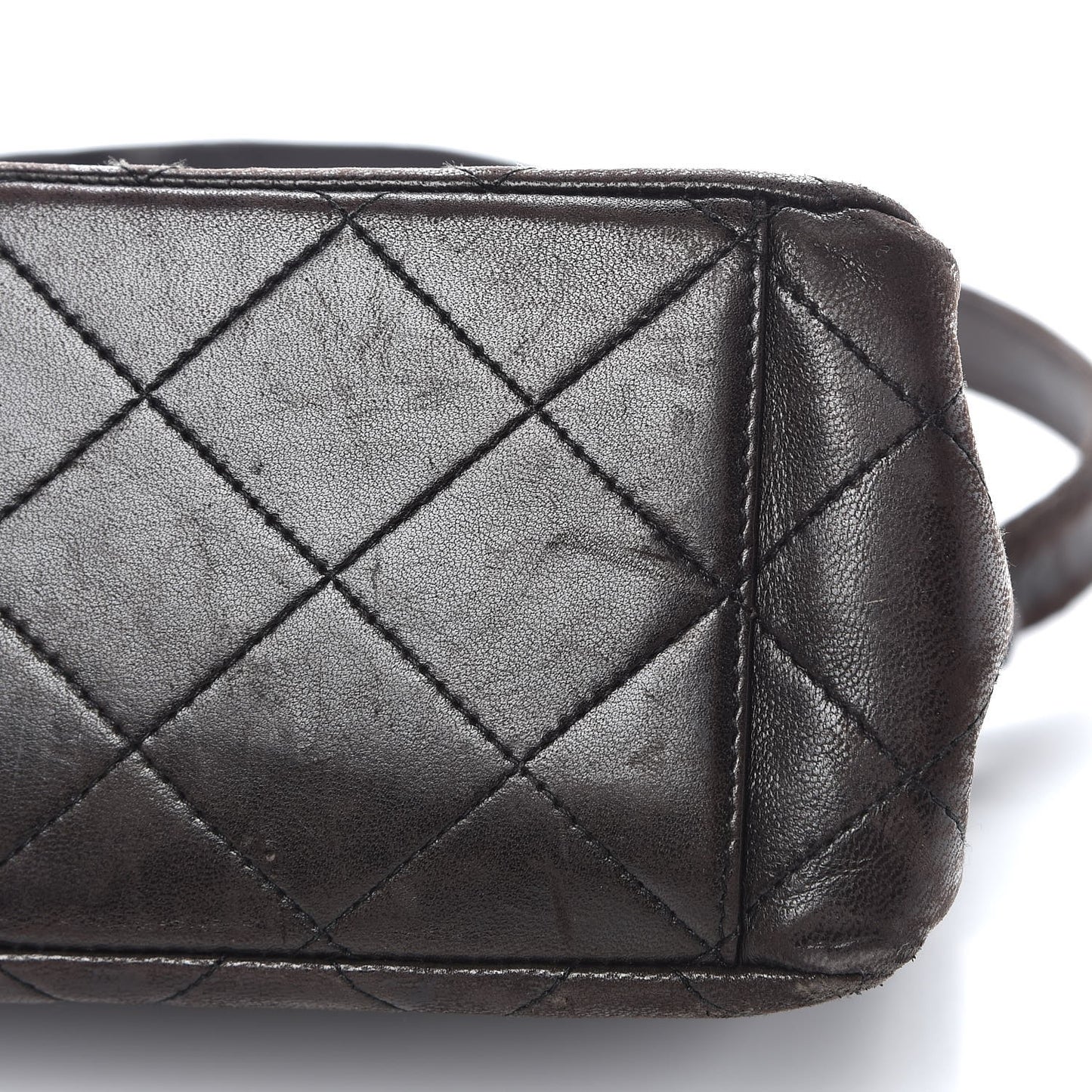 Lambskin Quilted Flap Shoulder Bag Dark Brown