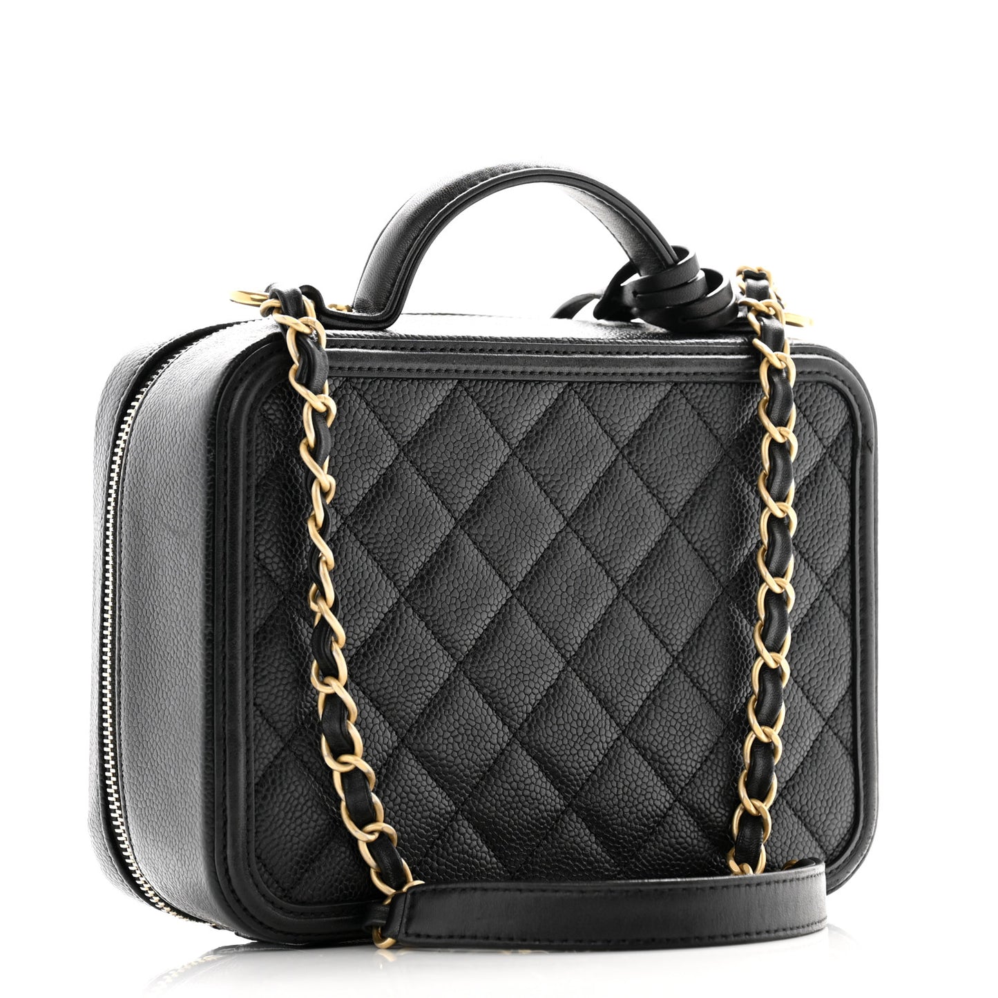 Caviar Quilted Medium CC Filigree Vanity Case Black