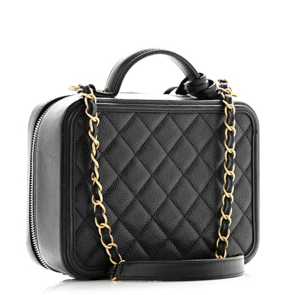 Chanel Caviar Quilted Medium CC Filigree Vanity Case Black 3 of 13