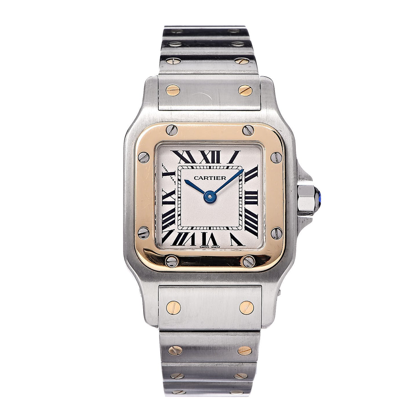 Stainless Steel 18K Yellow Gold 24mm Santos De Cartier Galbee Quartz Watch
