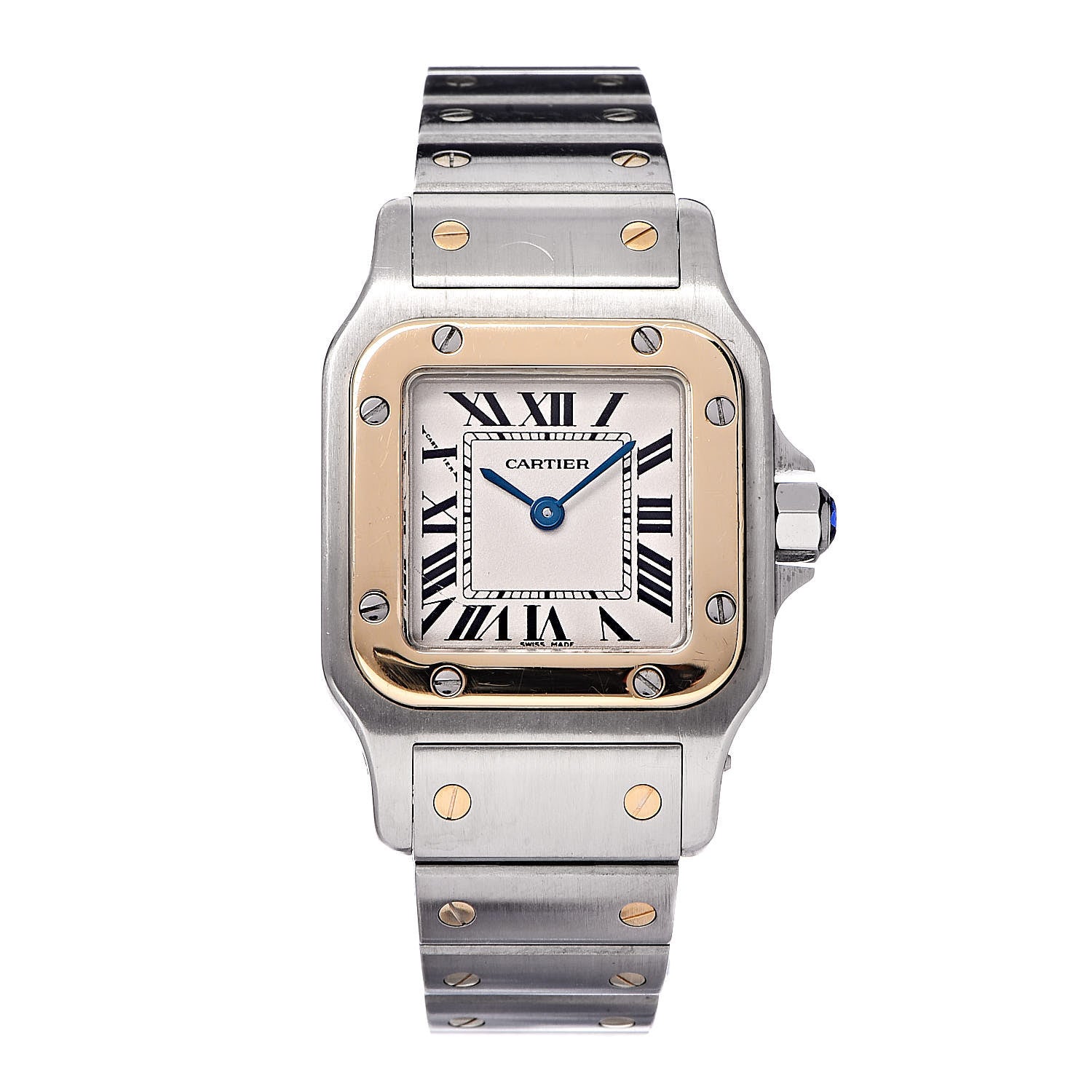 Cartier Stainless Steel 18K Yellow Gold 24mm Santos De Cartier Galbee Quartz Watch 1 of 7