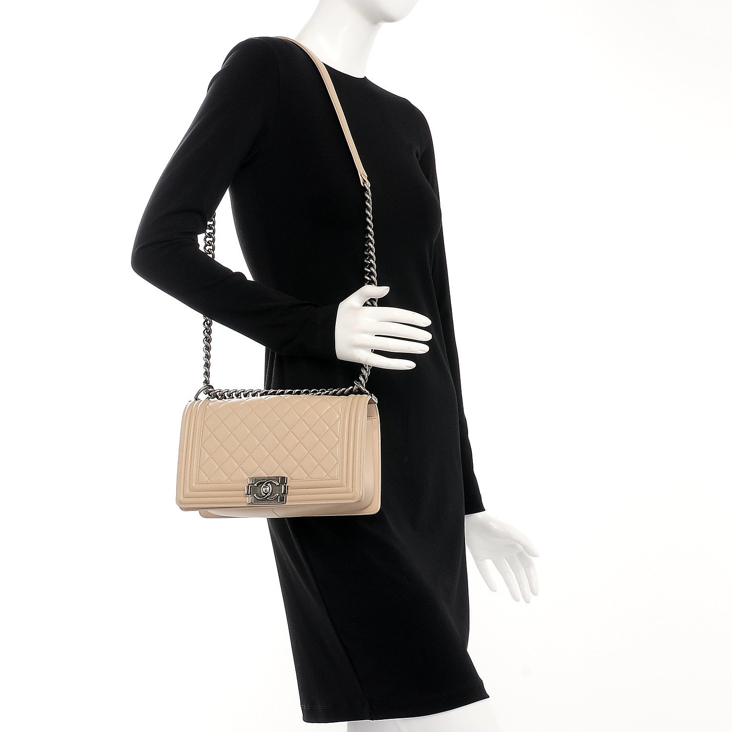 Chanel Lambskin Quilted Medium Boy Flap Beige 2 of 9