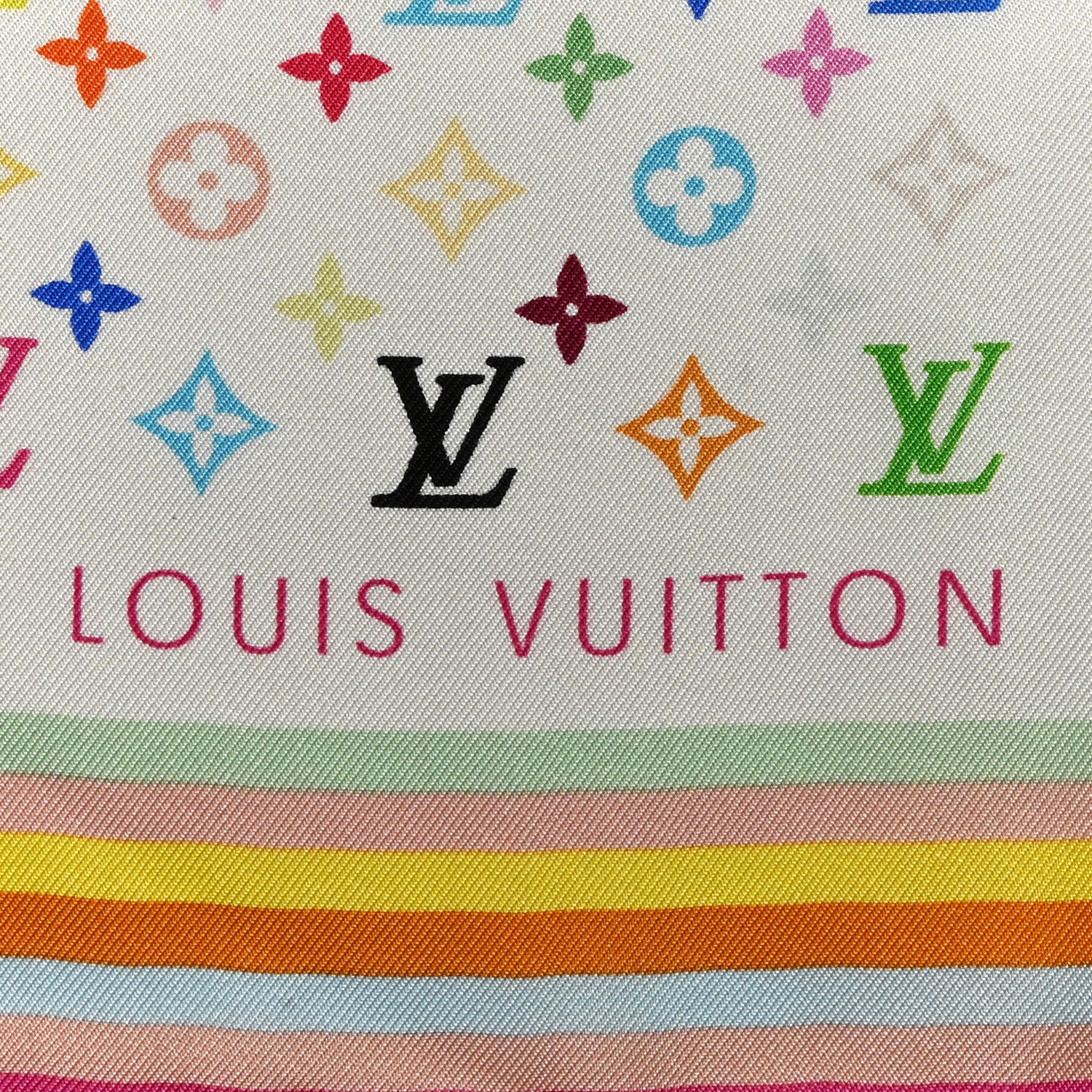 Louis Vuitton Silk Monogram Multicolor Scarf White 2 of 4