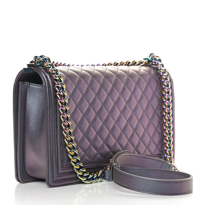 Chanel Iridescent Goatskin Quilted New Medium Boy Flap Purple 2 of 4