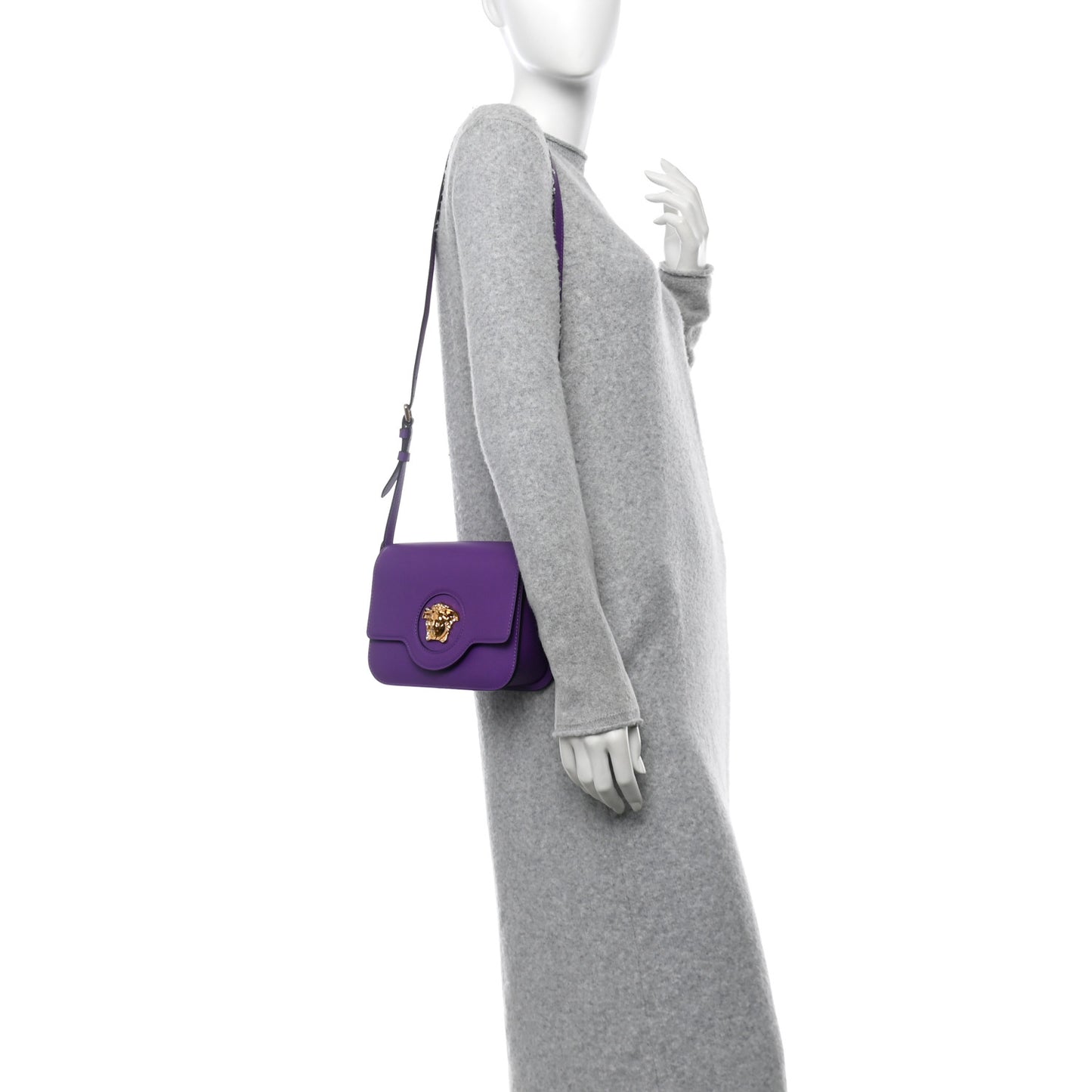 Grained Calfskin La Medusa Flap Shoulder Bag Dark Orchid