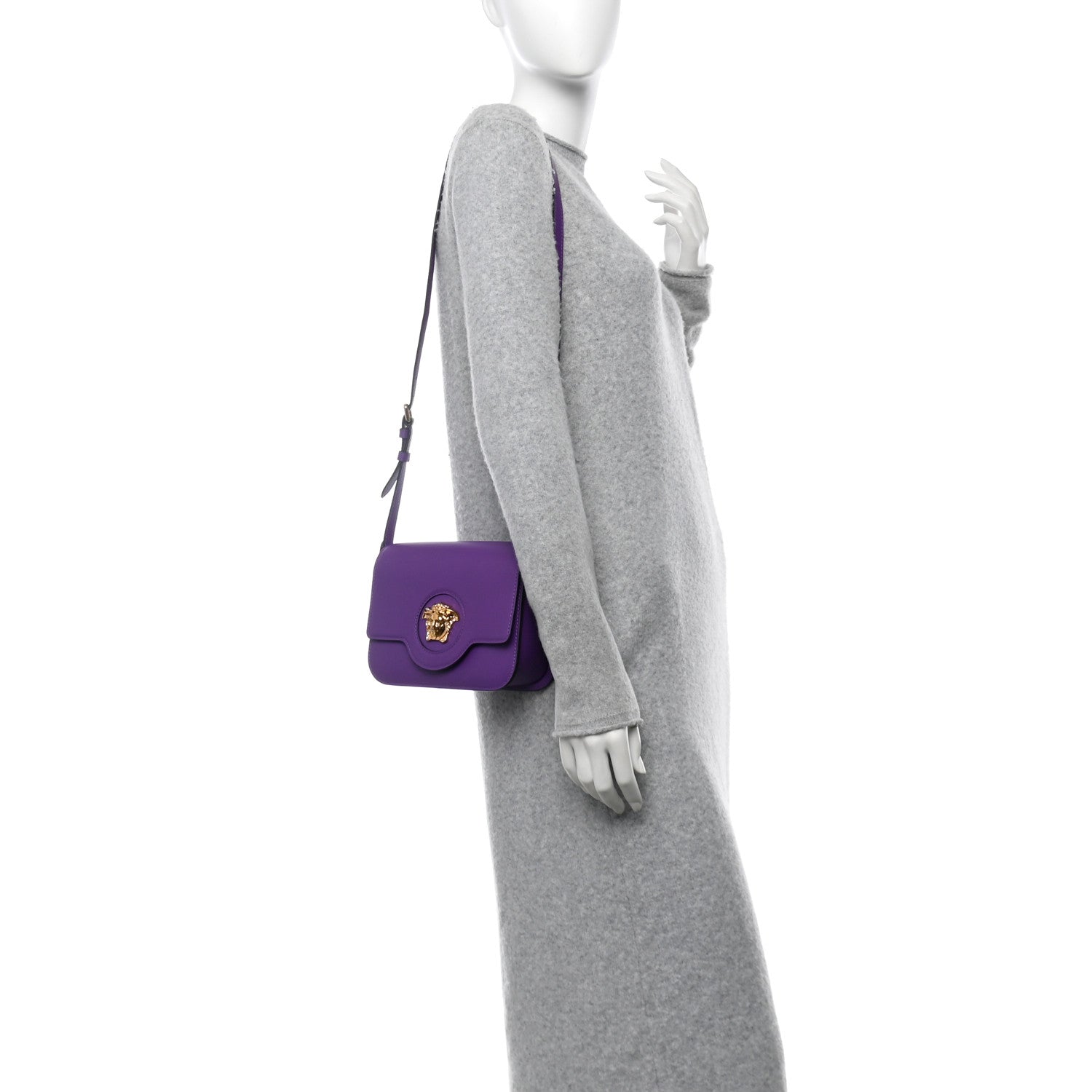 Versace Grained Calfskin La Medusa Flap Shoulder Bag Dark Orchid 2 of 9