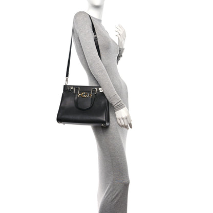 Gucci Grainy Calfskin Small Zumi Top Handle Bag Black 2 of 11