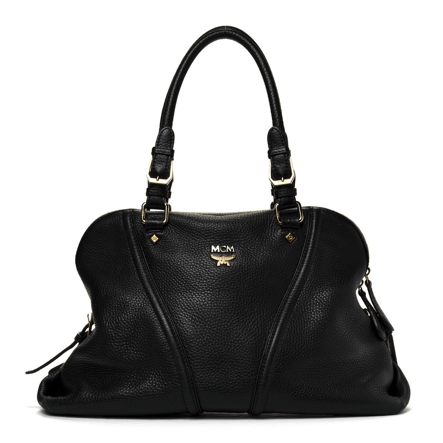 MCM Grained Calfskin Shoulder Bag Black 1 of 9