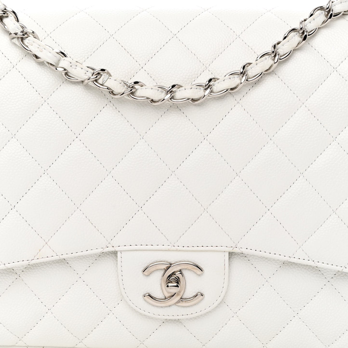 Caviar Quilted Maxi Double Flap White