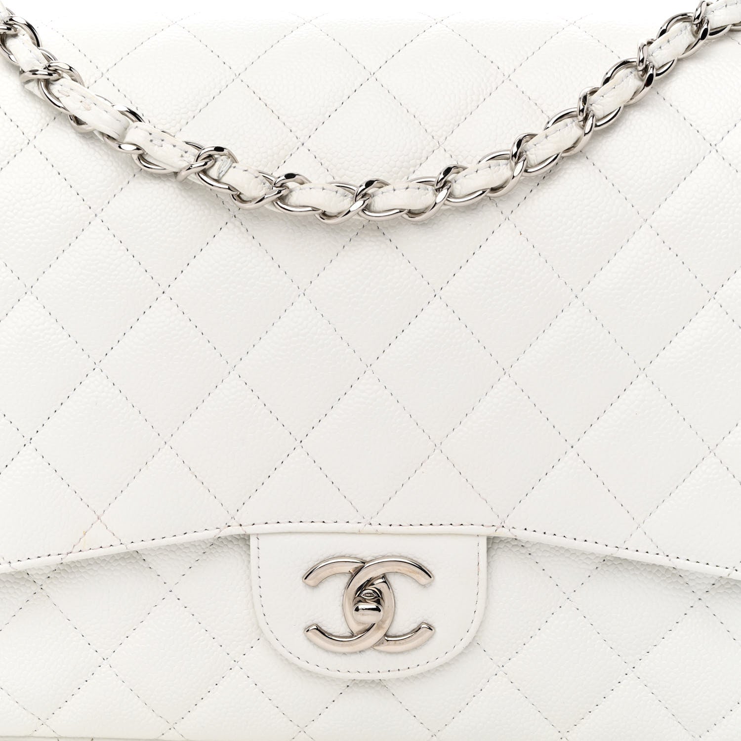 Chanel Caviar Quilted Maxi Double Flap White 8 of 14
