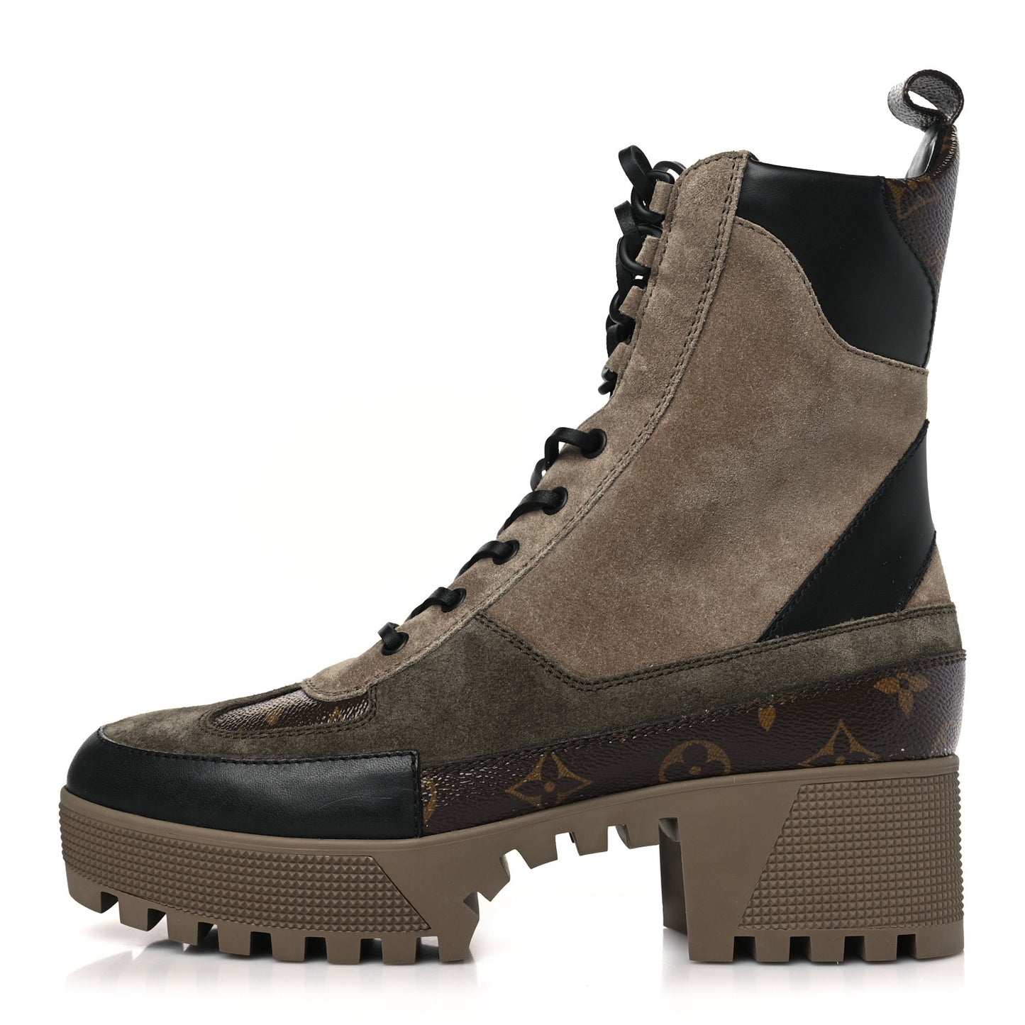 Suede Calfskin Monogram Laureate Platform Desert Boots 40 Taupe