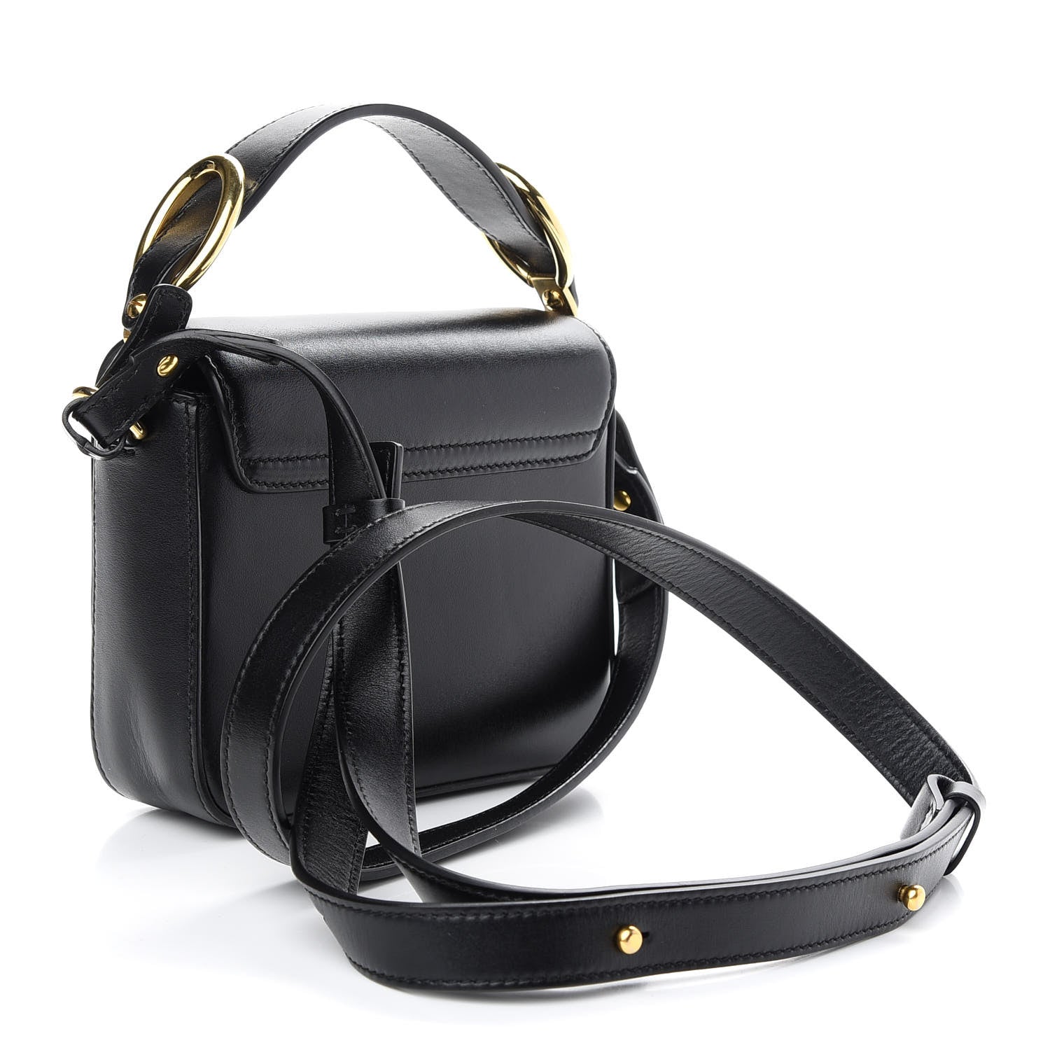 Chloe Shiny Calfskin Suede Mini C Double Carry Black 2 of 9