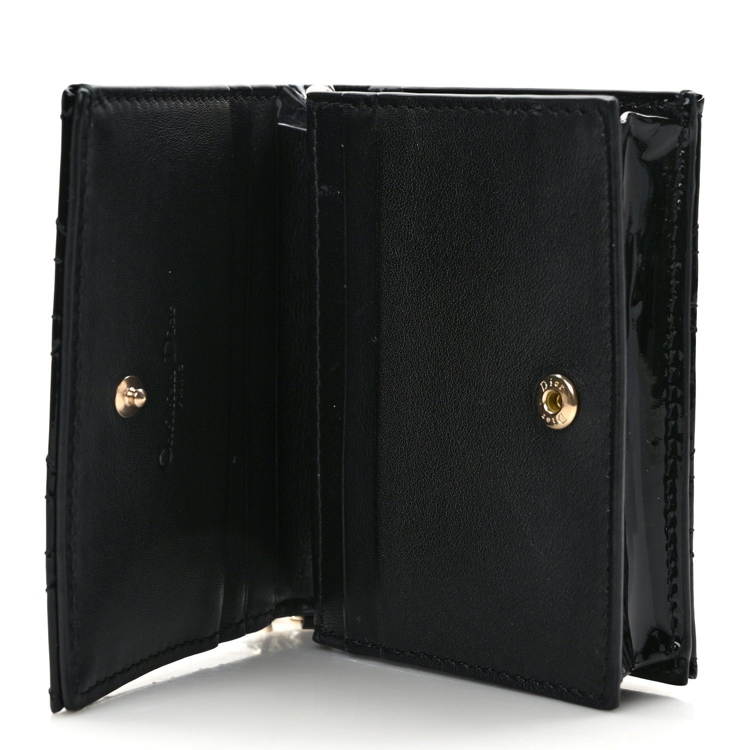 Christian Dior Patent Cannage Mini Lady Dior Gardenia Wallet Black 5 of 9