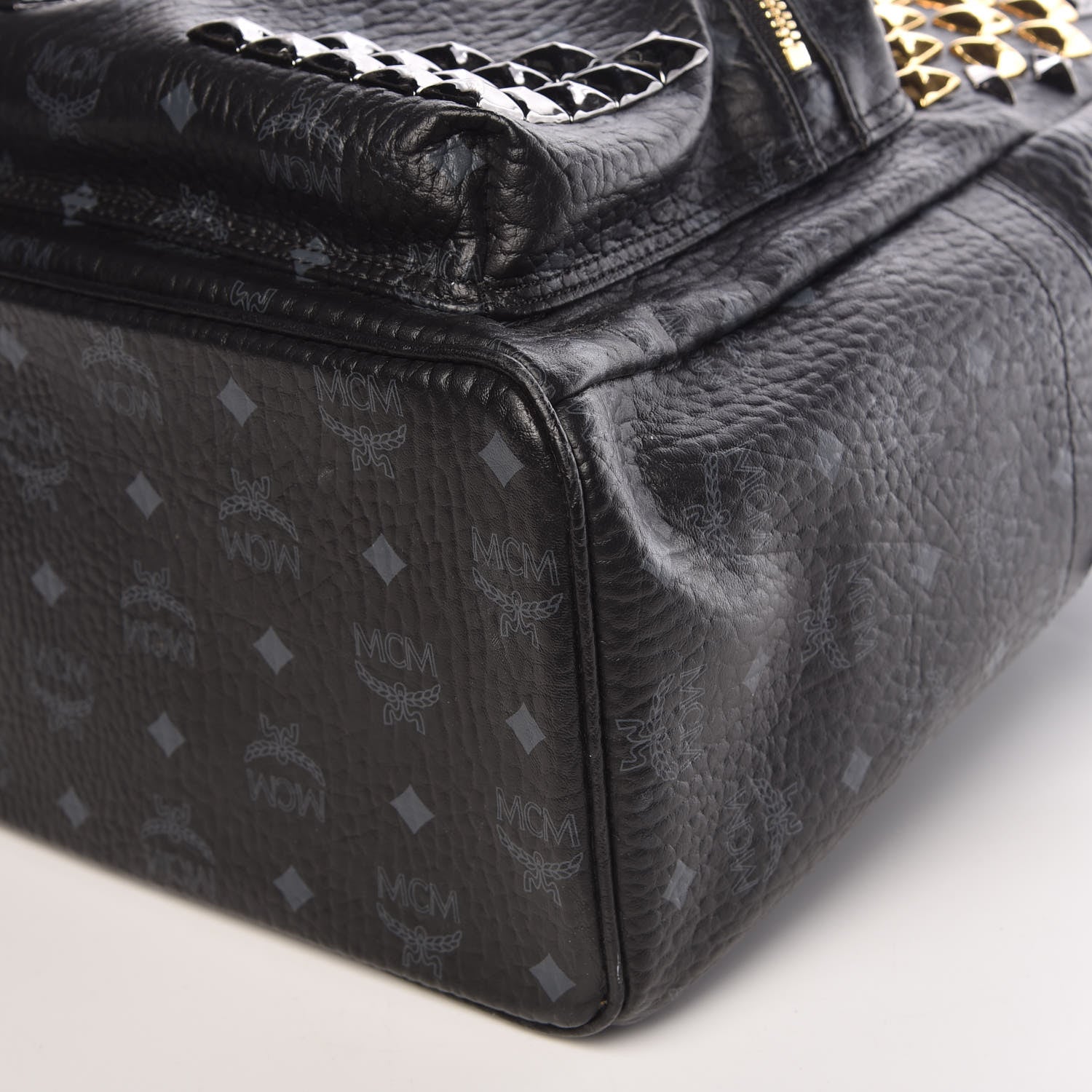 MCM Visetos Studded Medium Stark M Backpack Black 15 of 15