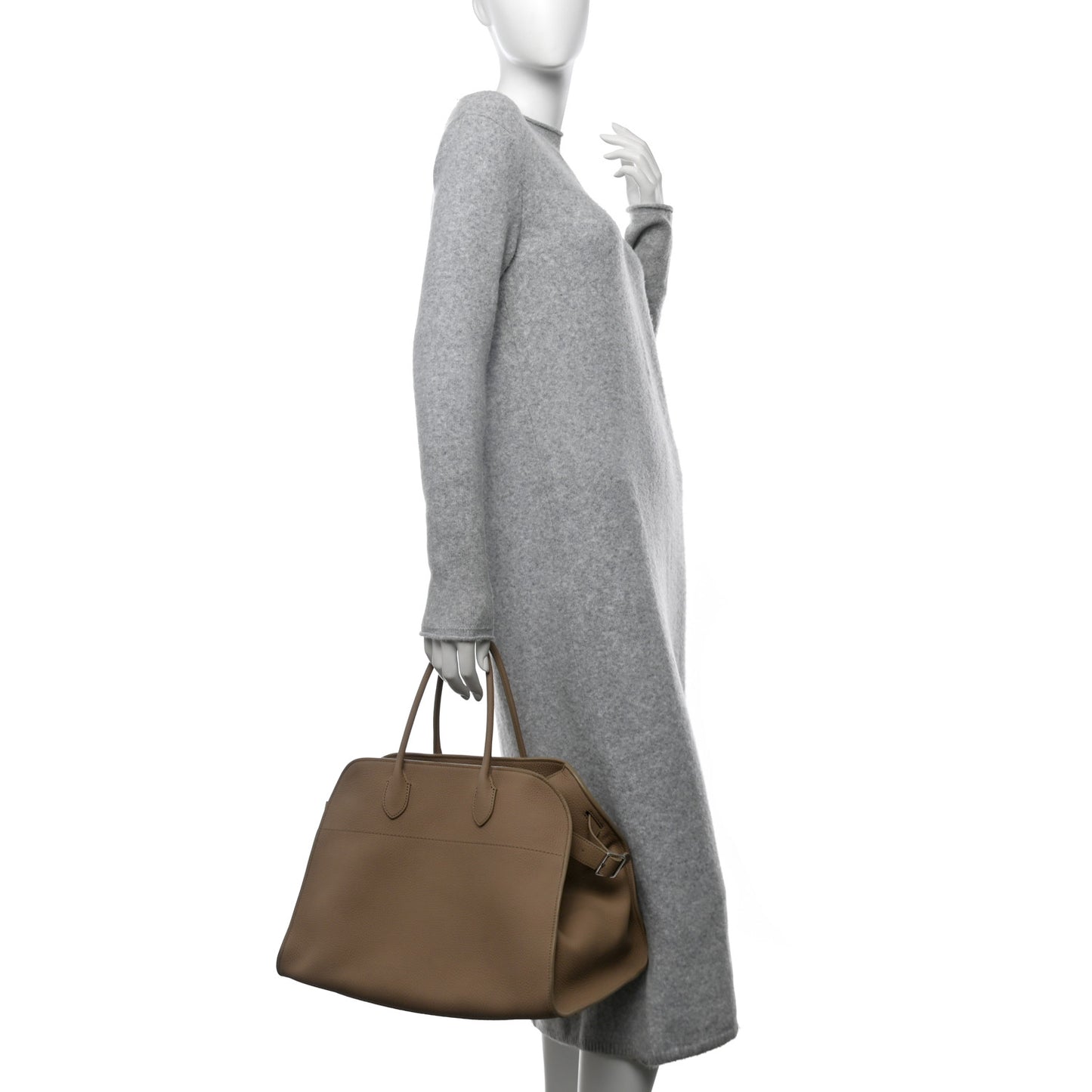 Matte Grained Calfskin Soft Margaux 15 Dark Taupe