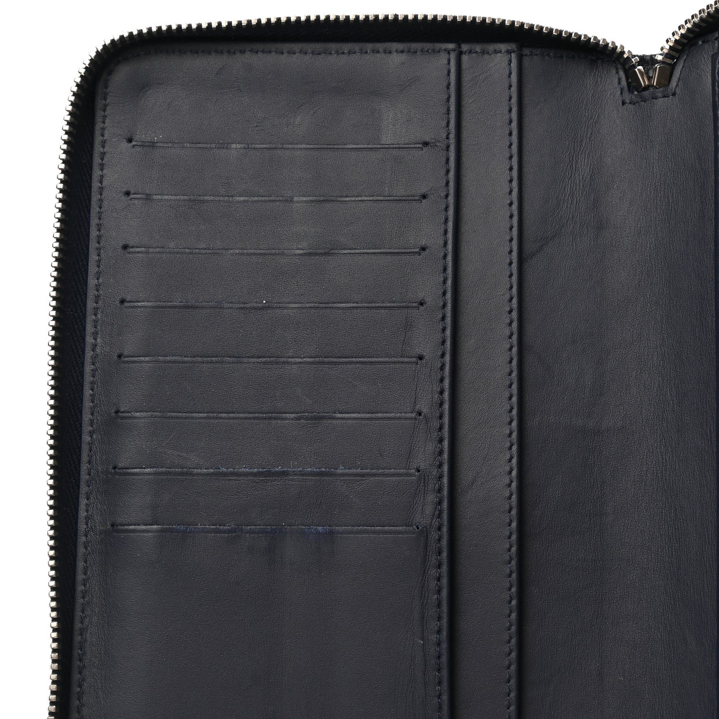 Caviar Quilted Large Zip Around Organizer Wallet Navy