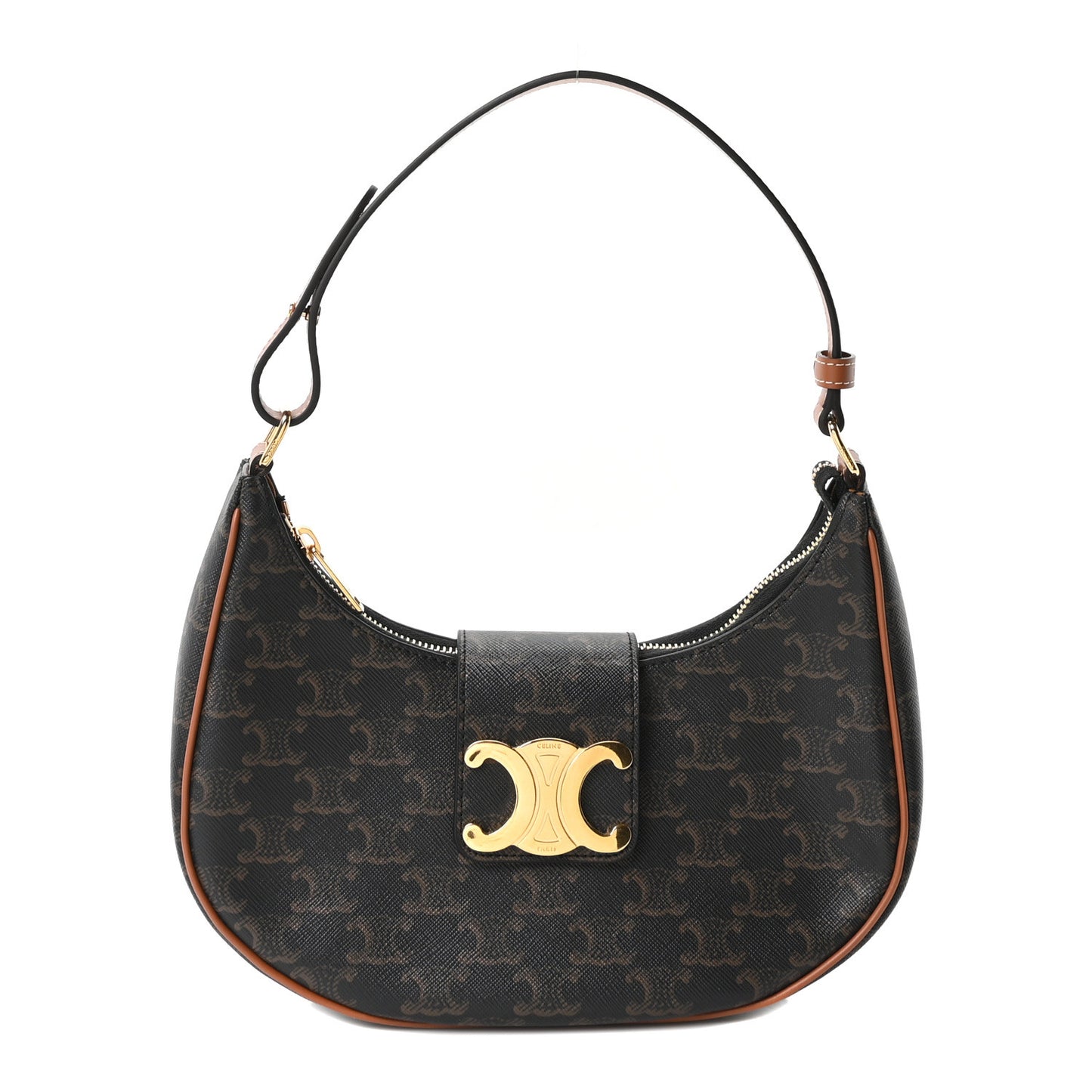 Triomphe Canvas Calfskin Medium Strap Ava Triomphe Shoulder Bag Tan