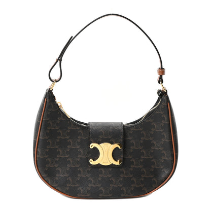 Celine Triomphe Canvas Calfskin Medium Strap Ava Triomphe Shoulder Bag Tan 1 of 10