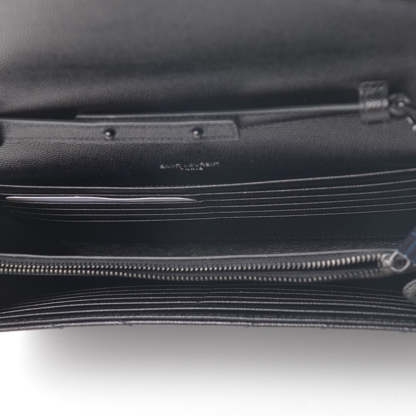 Grain De Poudre Matelasse Chevron Monogram Chain Wallet Black