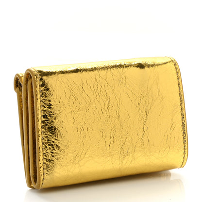 Balenciaga Metallic Calfskin Mini Papier Wallet Gold 3 of 8