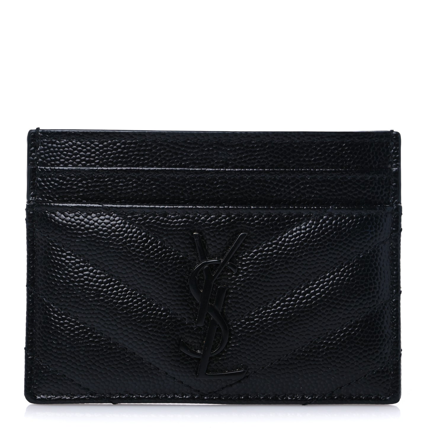 Grain De Poudre Matelasse Chevron Monochrome Monogram Credit Card Case Black