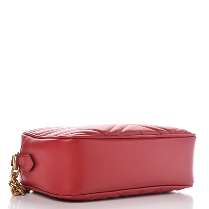 Gucci Calfskin Matelasse Small GG Marmont Chain Shoulder Bag Hibiscus Red 4 of 9