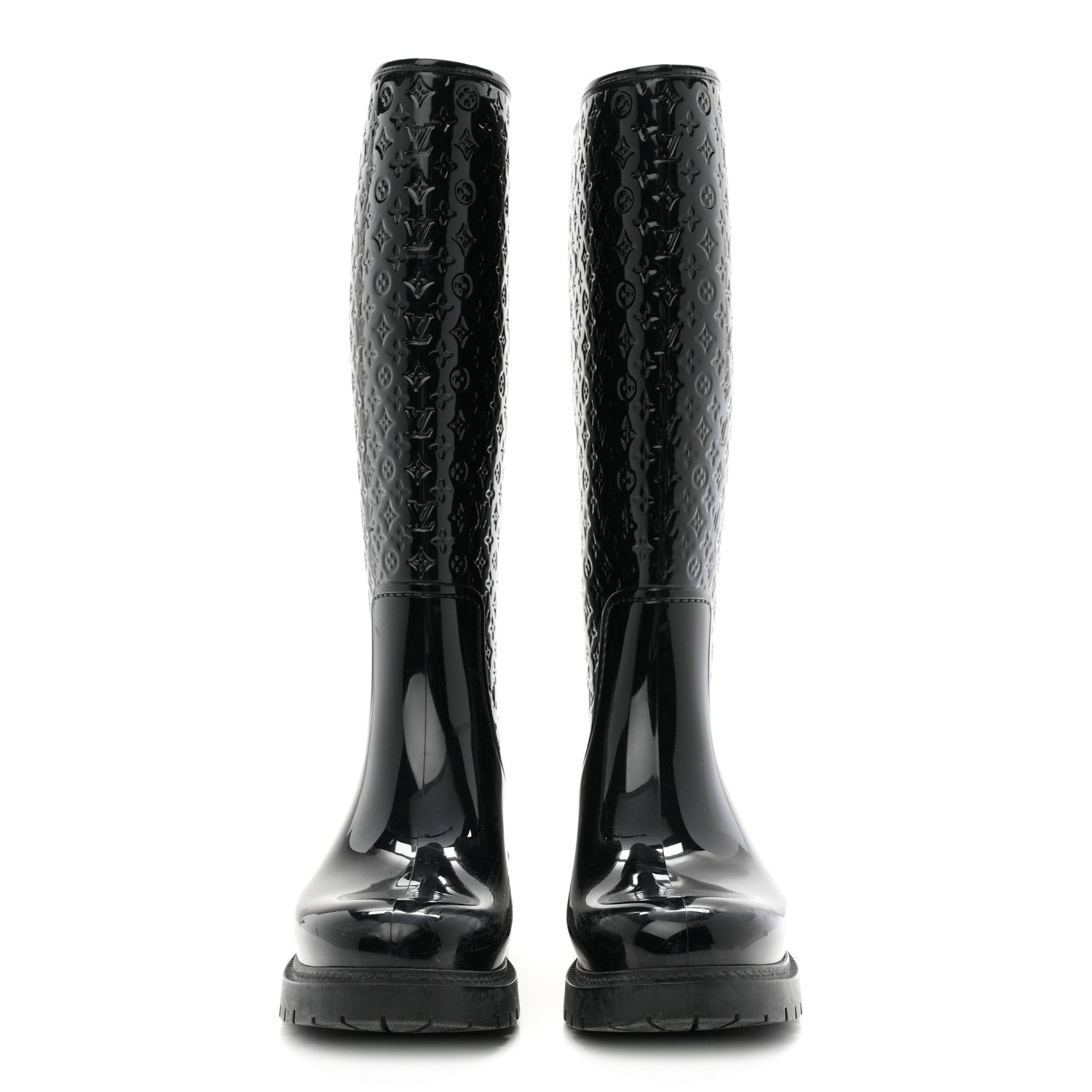 Louis Vuitton Rubber Embossed Monogram Splash Rain Boots 38 Black 3 of 8