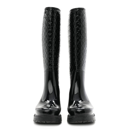 Louis Vuitton Rubber Embossed Monogram Splash Rain Boots 38 Black 3 of 8