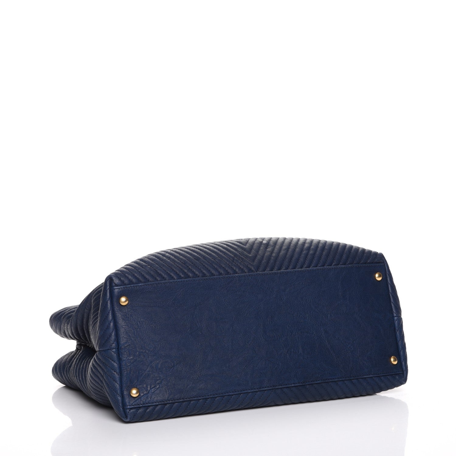 Chanel Wrinkled Lambskin Chevron Quilted Large Surpique Tote Navy Blue 4 of 8