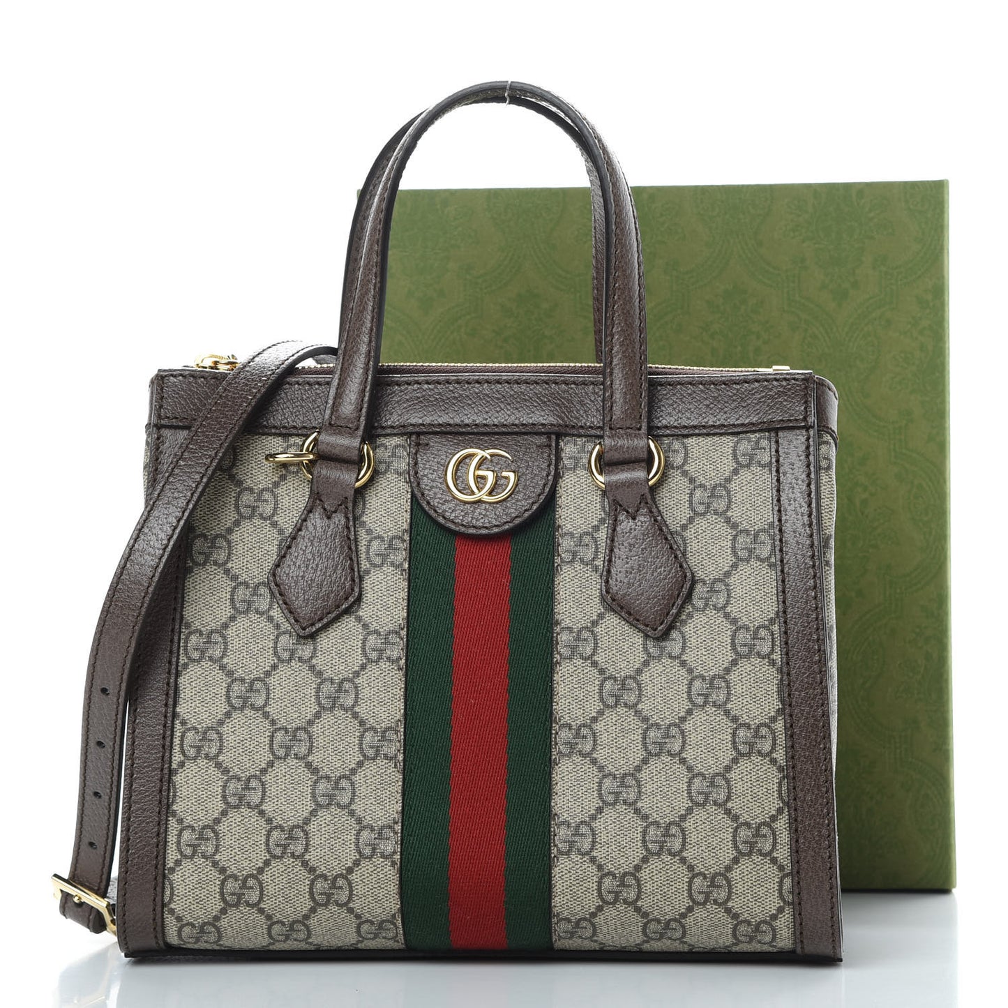 GG Supreme Monogram Small Ophidia Tote Bag Brown