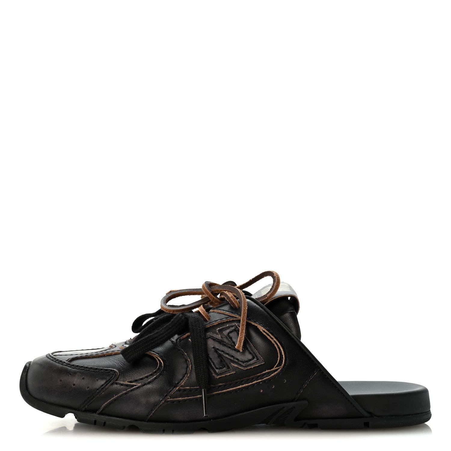 Miu Miu X NEW BALANCE Bleached Calfskin 530 SL Slip-On Sneakers Mules 37 Black 1 of 9