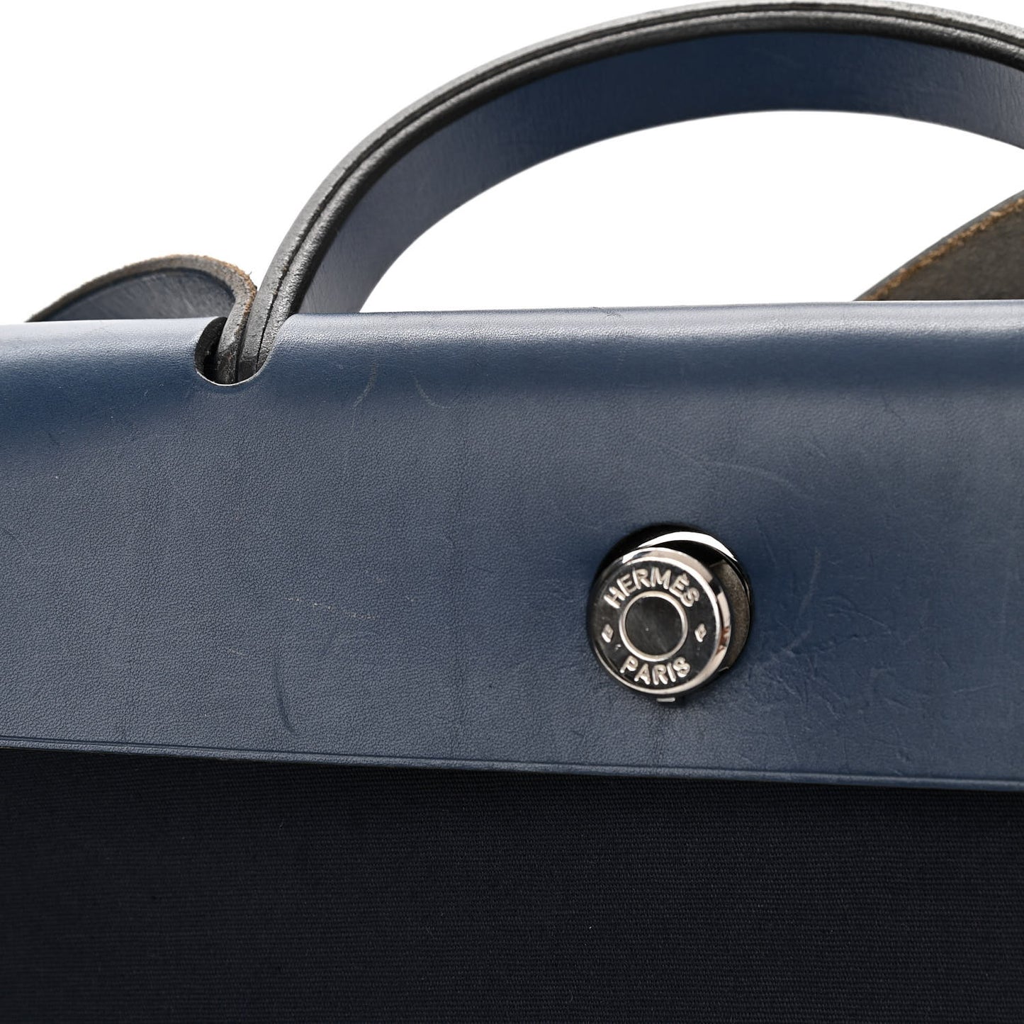Toile Vache Calfskin Herbag 30 PM Navy Bleu