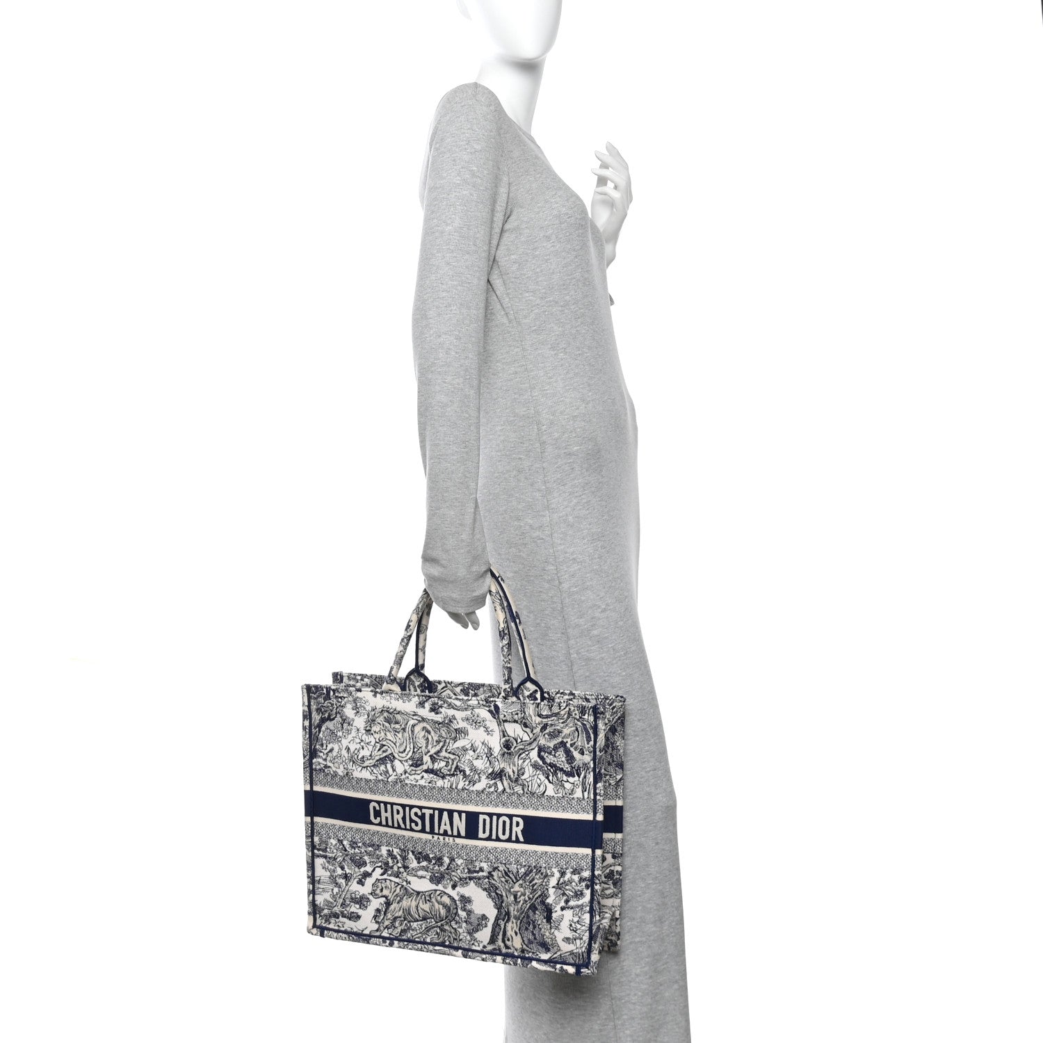 Christian Dior Canvas Embroidered Large Dioriviera Toile De Jouy Book Tote Blue 3 of 27