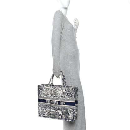 Christian Dior Canvas Embroidered Large Dioriviera Toile De Jouy Book Tote Blue 3 of 27