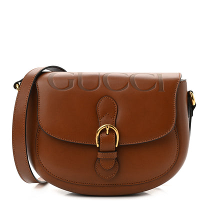 Gucci Charisma Calfskin Gucci Embossed Shoulder Flap Bag Peanut Brown 1 of 10