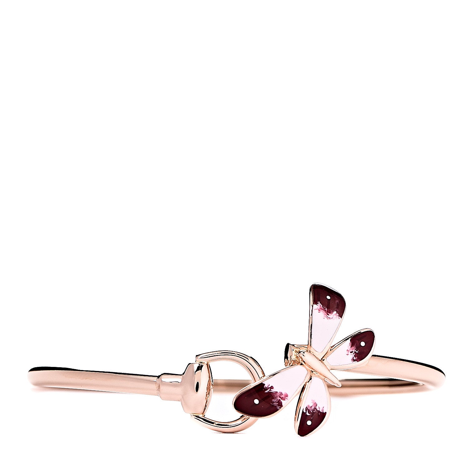 Gucci 18K Rose Gold Enamel Flora Horsebit Bracelet 16 1 of 4