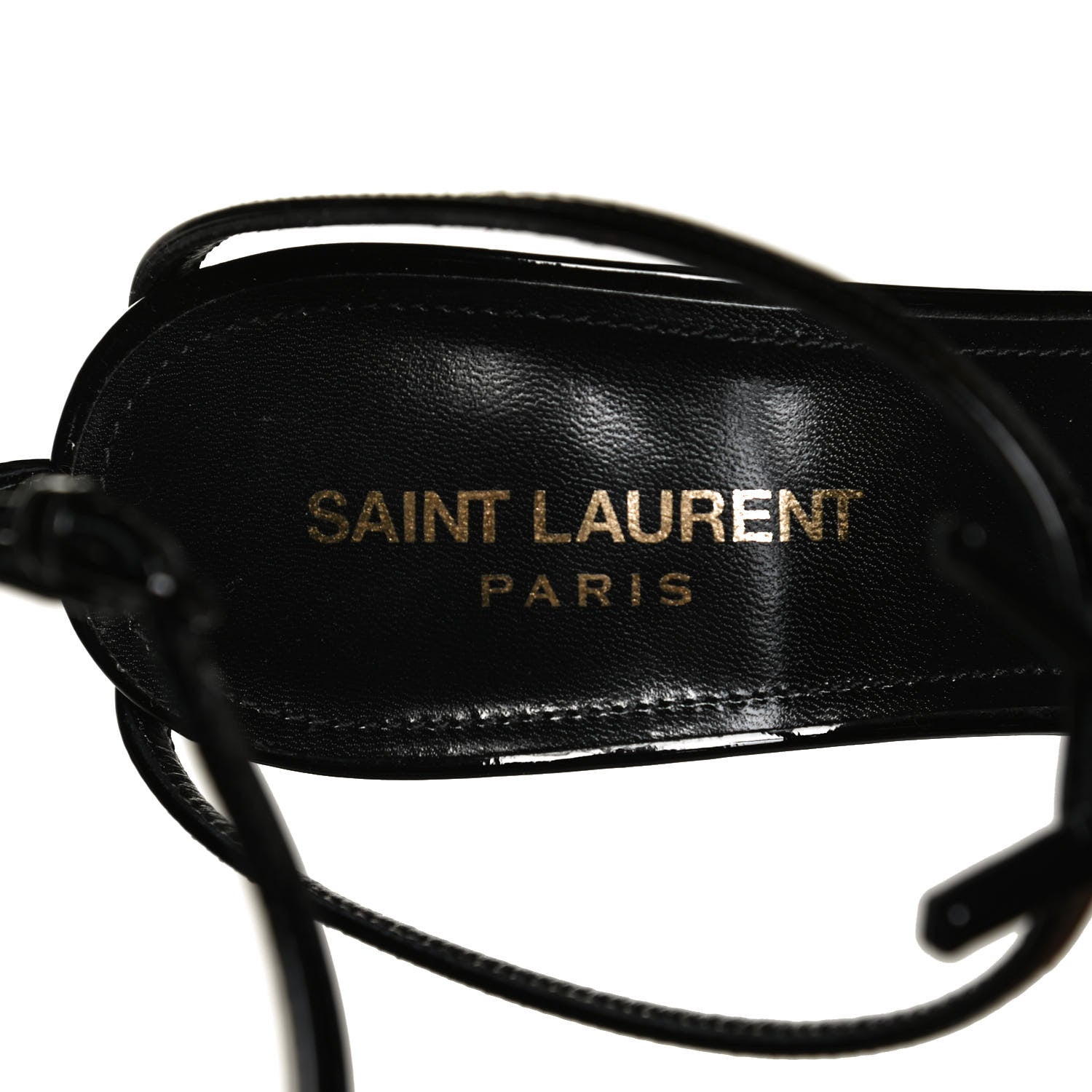 Saint Laurent Patent Cassandra 100 Ankle Strap Sandals 38 Black 9 of 11