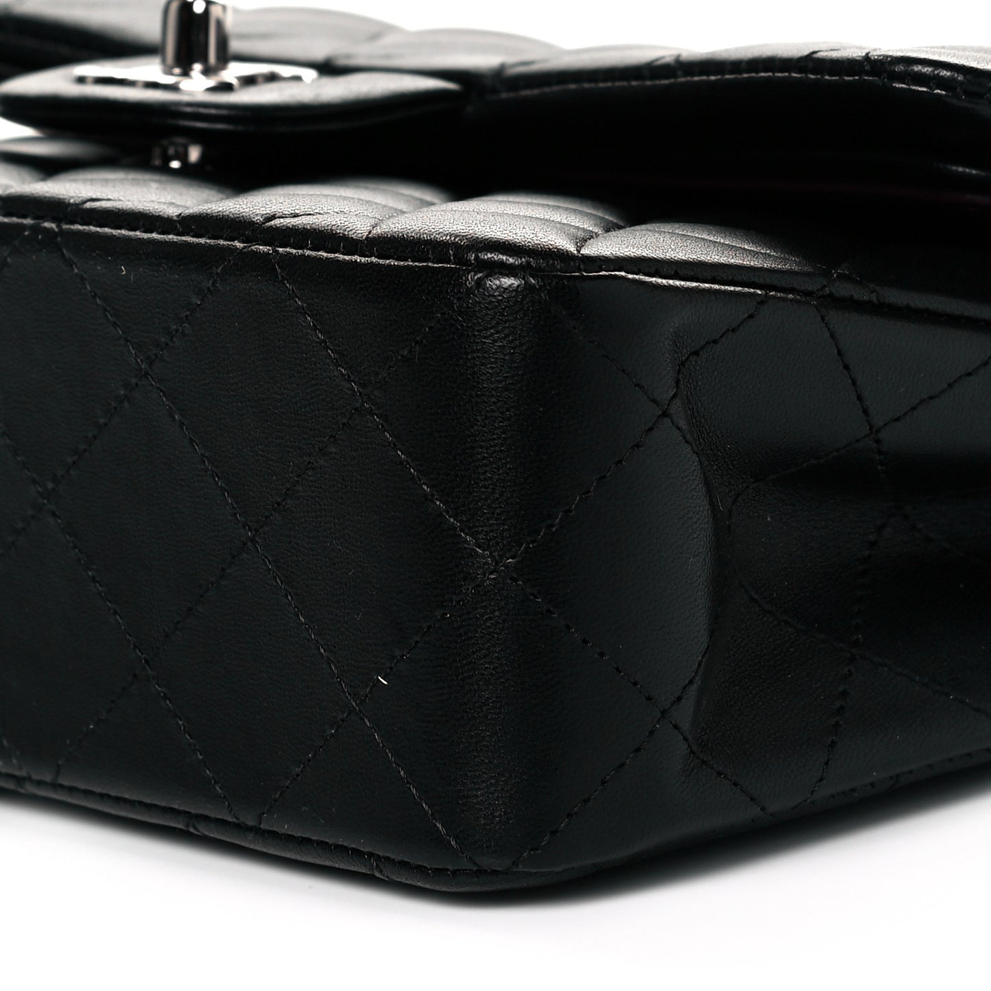 Lambskin Quilted Small Double Flap Black