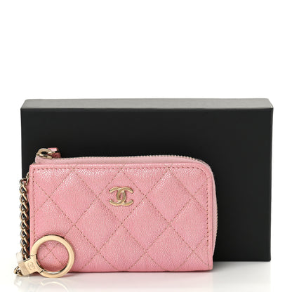 Chanel Iridescent Caviar Quilted Zipped Key Holder Case Rose Pink 8 of 8