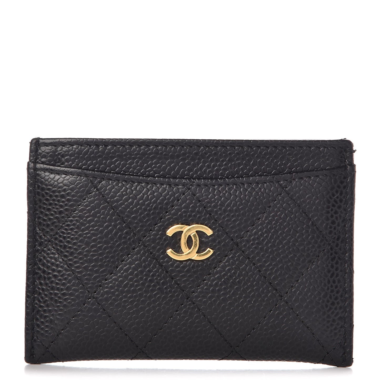 Caviar Quilted Card Holder Black