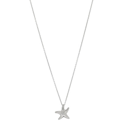 Tiffany Sterling Silver Diamond 15mm Elsa Peretti Starfish Pendant Necklace 1 of 4