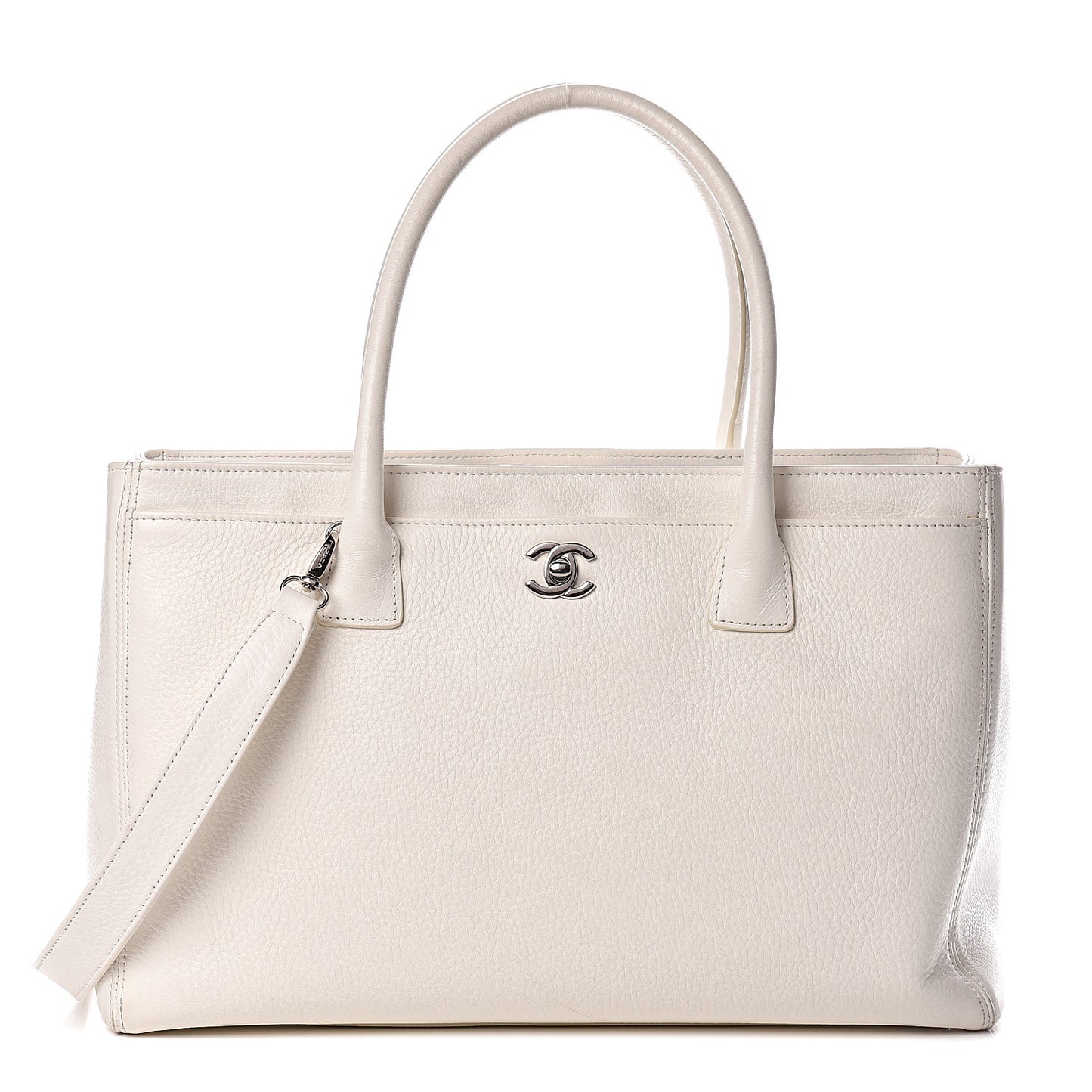 Calfskin Cerf Executive Shopper Tote White