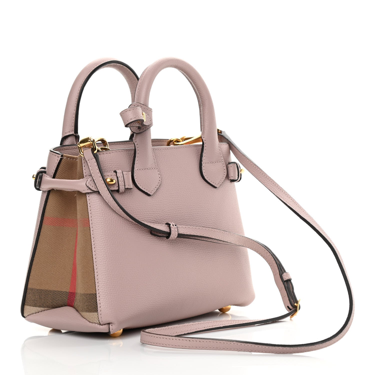 Burberry Grainy Calfskin House Check Baby Banner Tote Pale Orchid 3 of 14