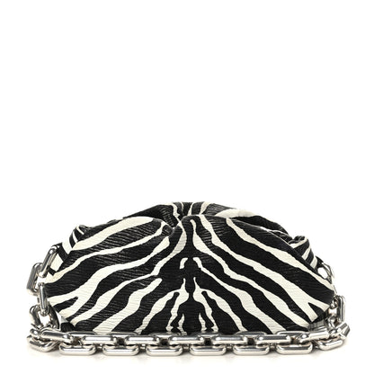 Bottega Veneta Nappa Zebra Print The Pouch Oversized Clutch White Black 1 of 10