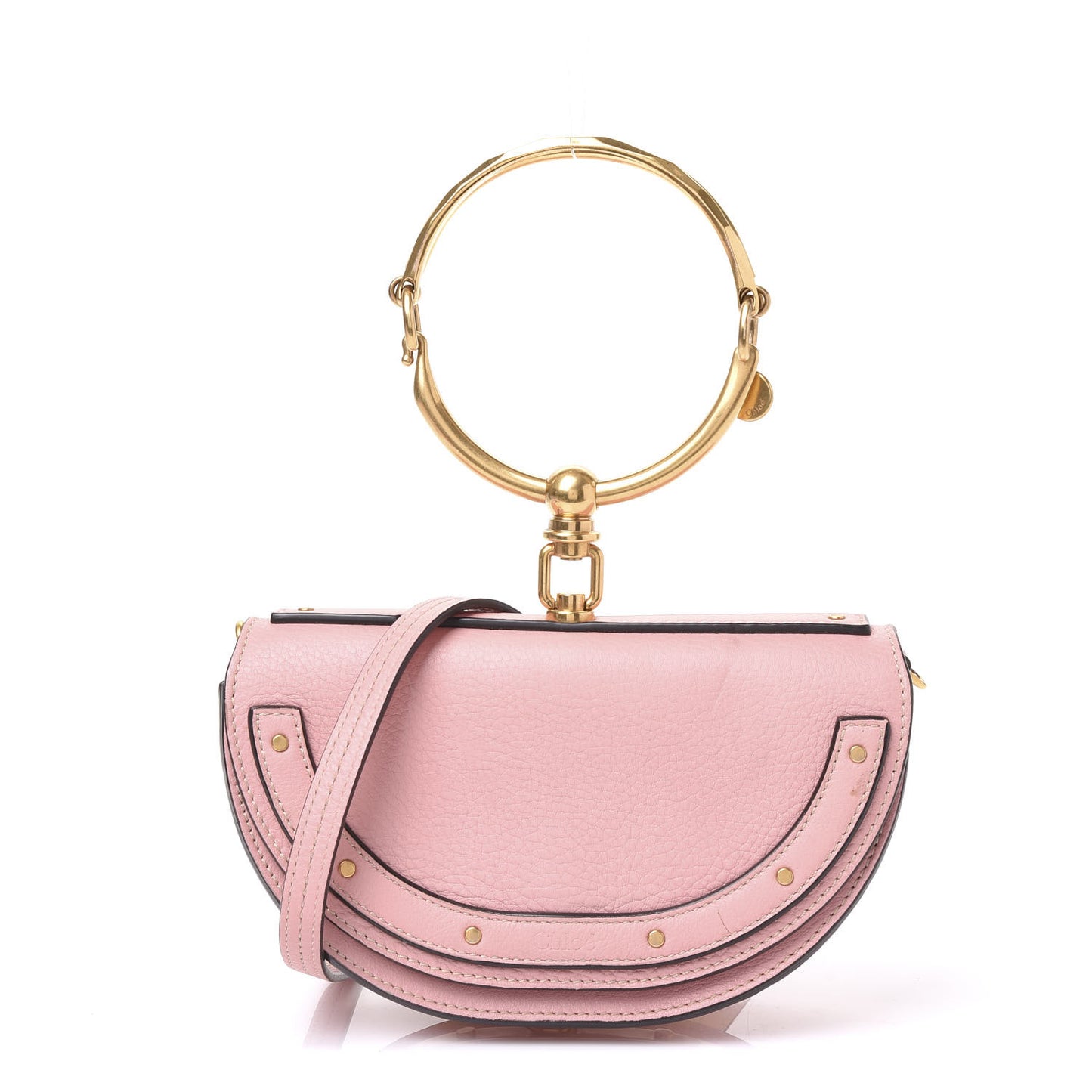Calfskin Small Nile Bracelet Minaudiere Bag Washed Pink